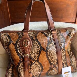 Rare Gucci Python Brown Large Tote